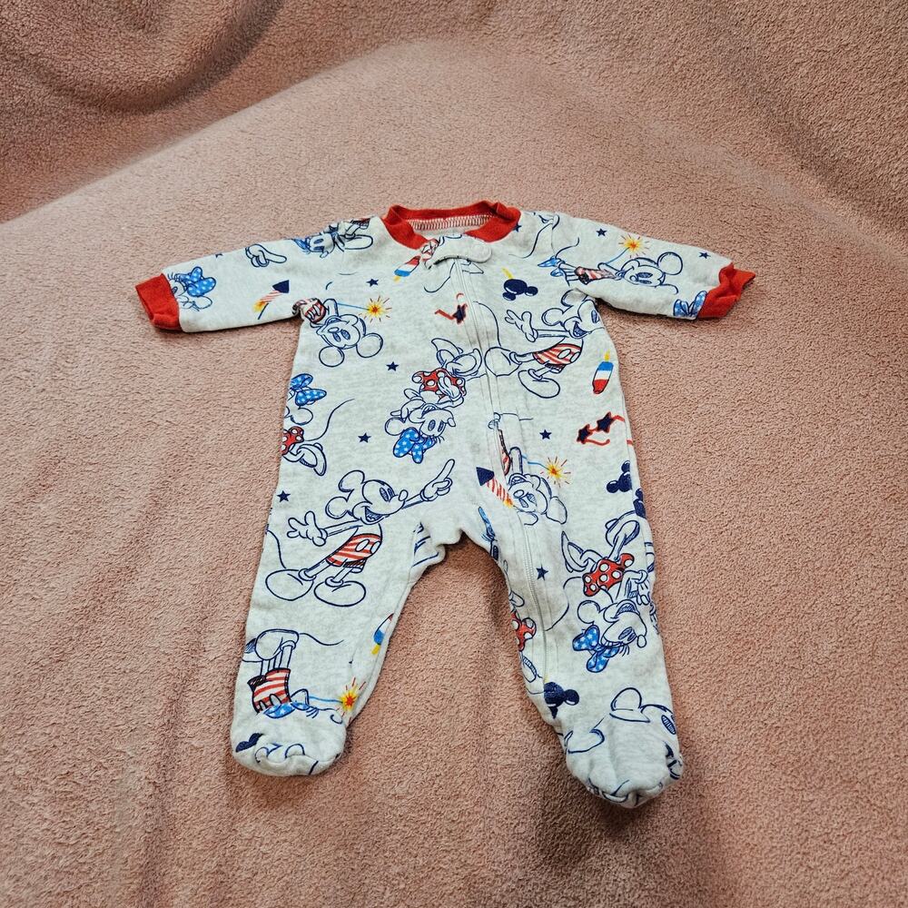 Disney Mickey Mouse Light Gray Footed Pajamas Size NB Americana